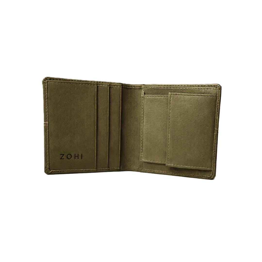 Compact Green L Shape Bi-Fold Men Wallet