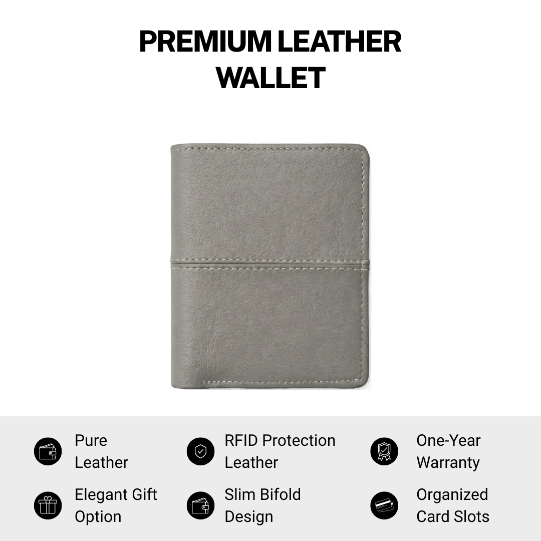 Compact Grey L Shape Bi-Fold Men Wallet
