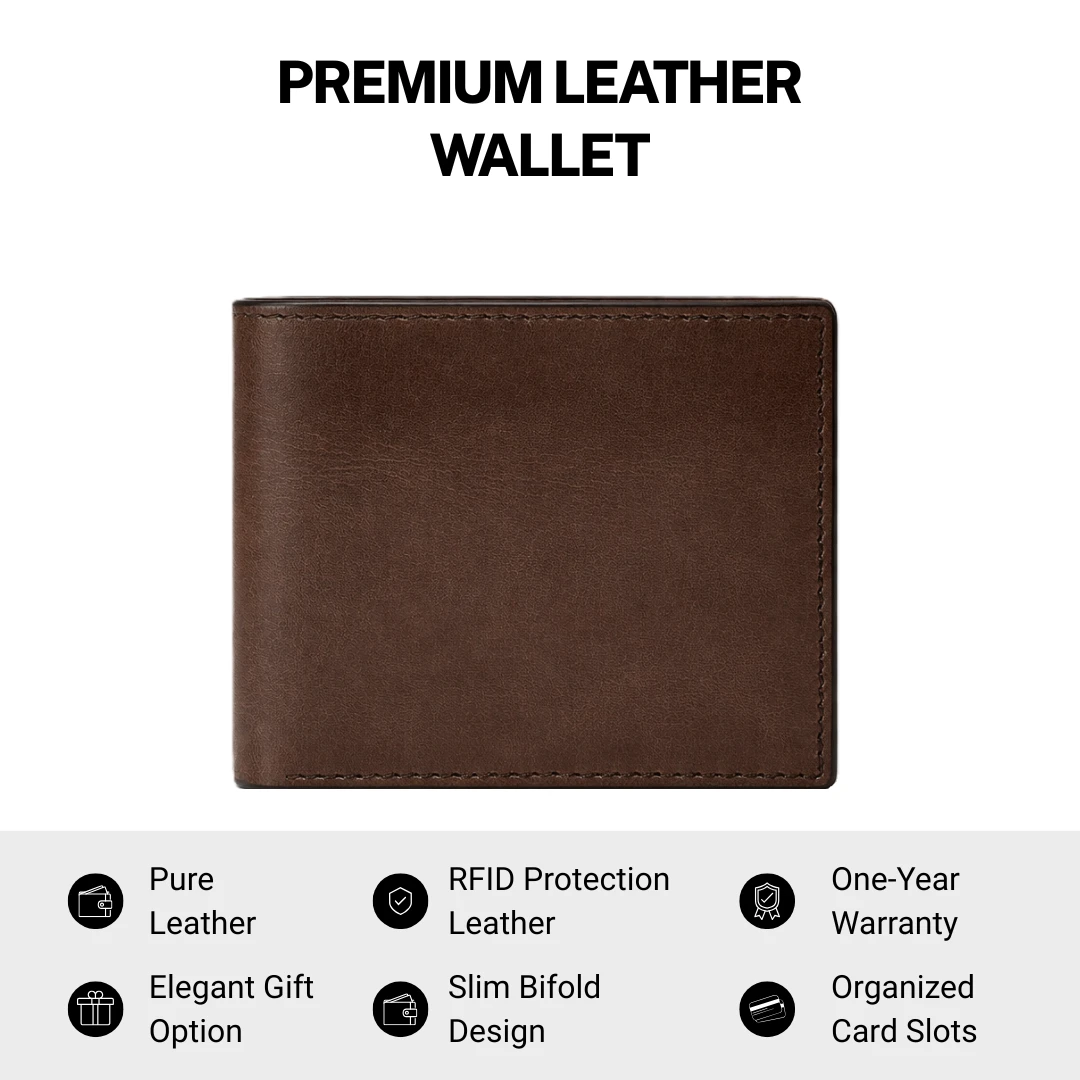 Classic Brown Bi-Fold Men Wallet