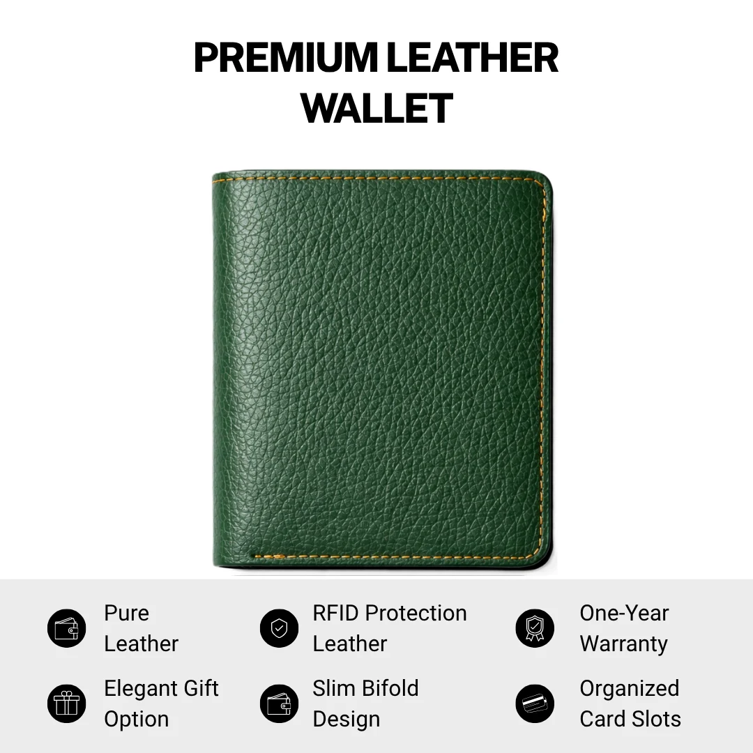 Versatile Green L Shape Bi-Fold Men Wallet