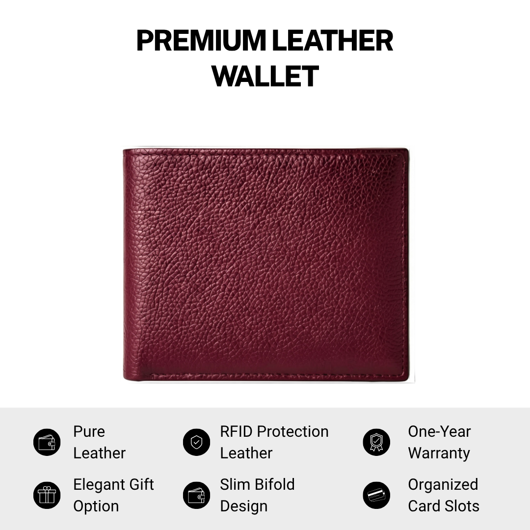 Retro Cherry Red Bi-Fold Men Wallet