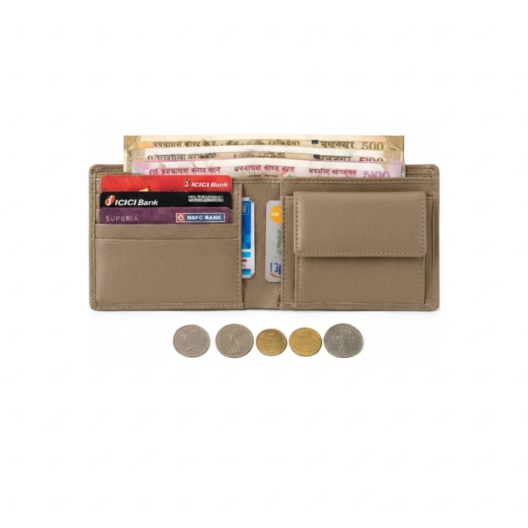 Classic Sand Color Bi-Fold Men Wallet