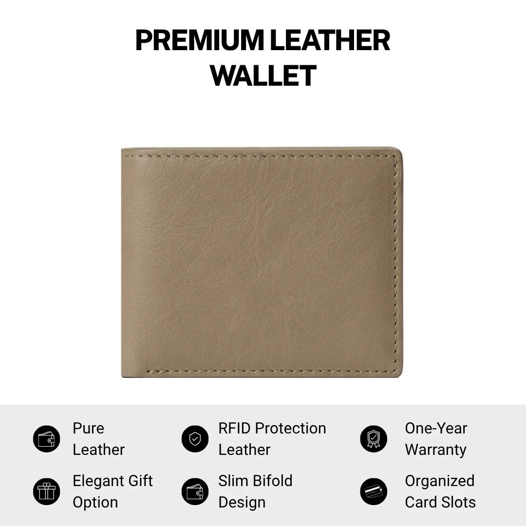 Classic Sand Color Bi-Fold Men Wallet