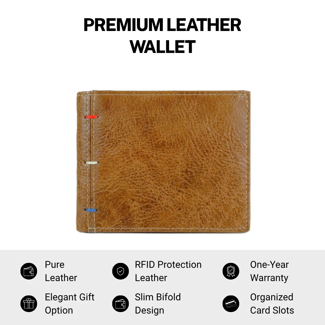Slim Tan Color Men Leather Wallet