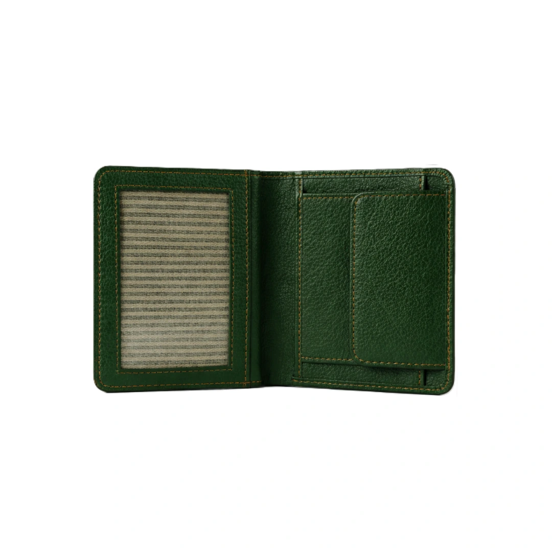 Versatile Green L Shape Bi-Fold Men Wallet