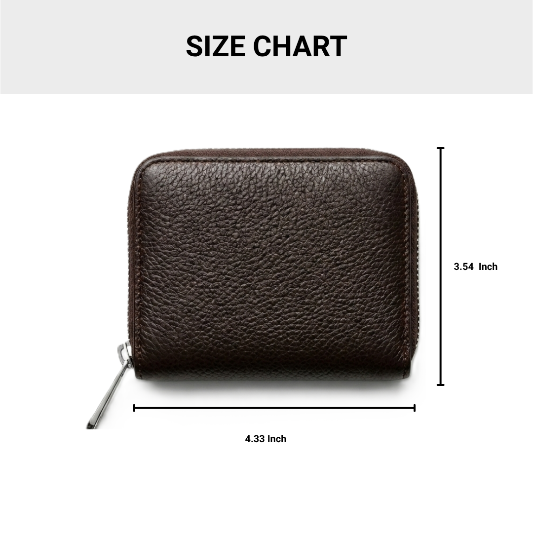 Unisex Brown Leather Wallet with Zipper