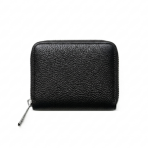 Unisex Black Leather Wallet with Zipper