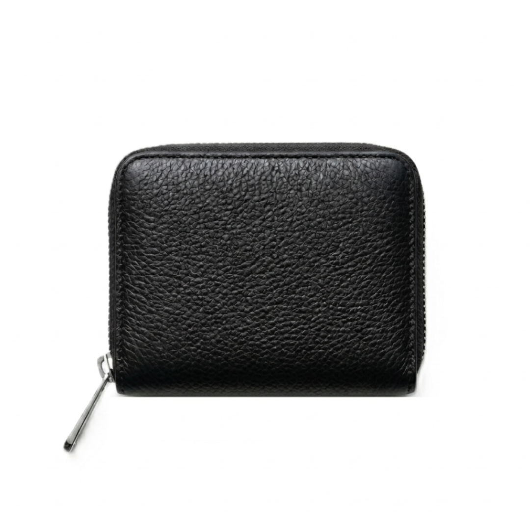 Unisex Black Leather Wallet with Zipper